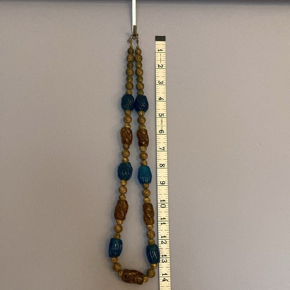 Cadoro Chunky Glass Bead Gold Tone Long Necklace - Picture 9 of 11